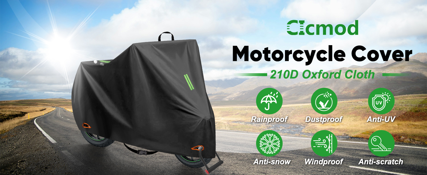 Захисний чохол для мотоцикла CICMOD, 210D, водонепроникний, для мопедів та ролерів (245x105x125cm) XXL