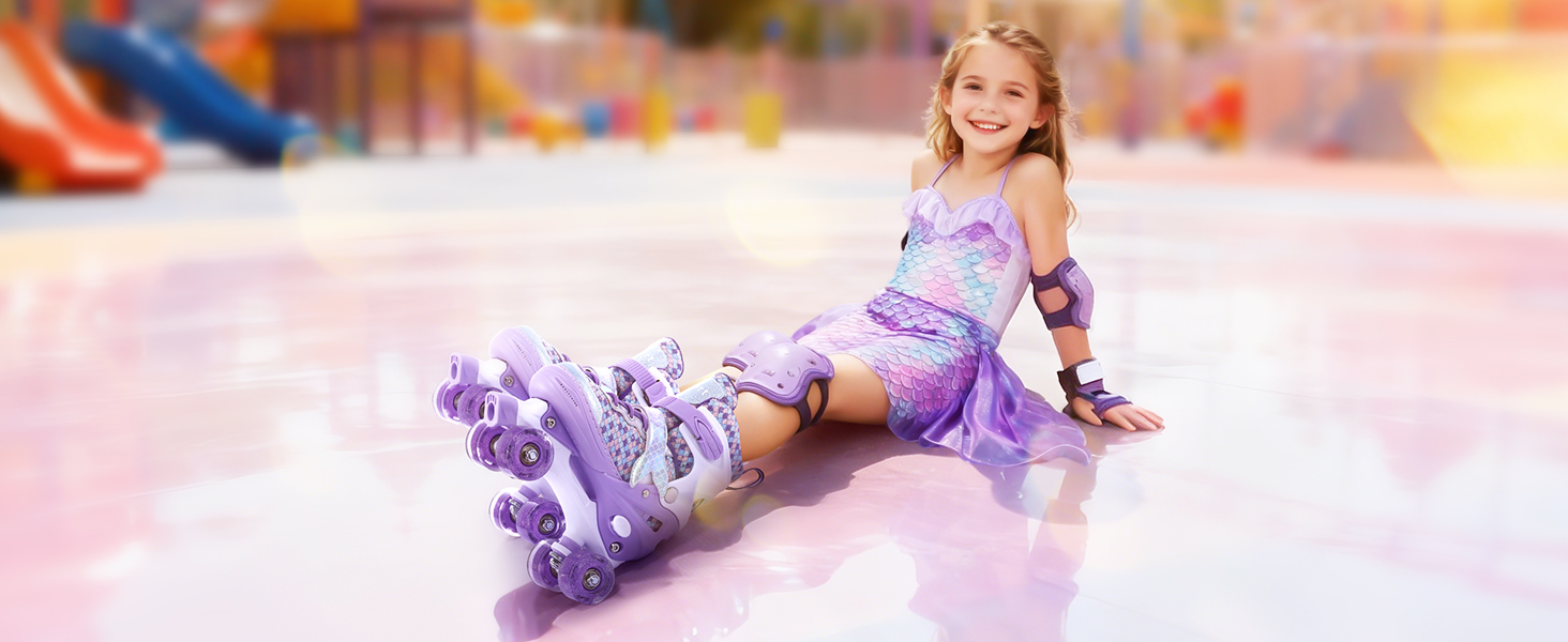 Роликові ковзани TOMSHOO для дівчаток, регульовані, з LED-підсвіткою, для початківців, дитячі, подарунок