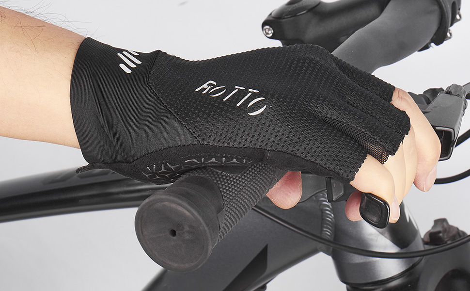 Велосипедні рукавички ROTTO напівпальцеві, з підкладкою, унісекс, чорні, розмір S