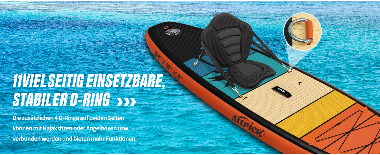 Надувний SUP-борд ALLPICK Premium з аксесуарами, кріпленням для камери та регульованим веслом (200 кг)