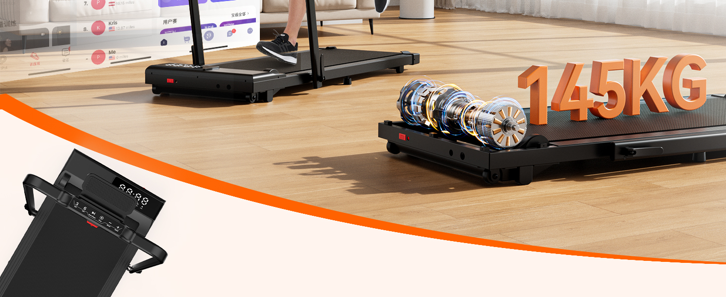 Бігова доріжка Superun Walking Pad з нахилом 6%, для дому, з додатком та пультом, до 12 км/год, витримує до 136 кг