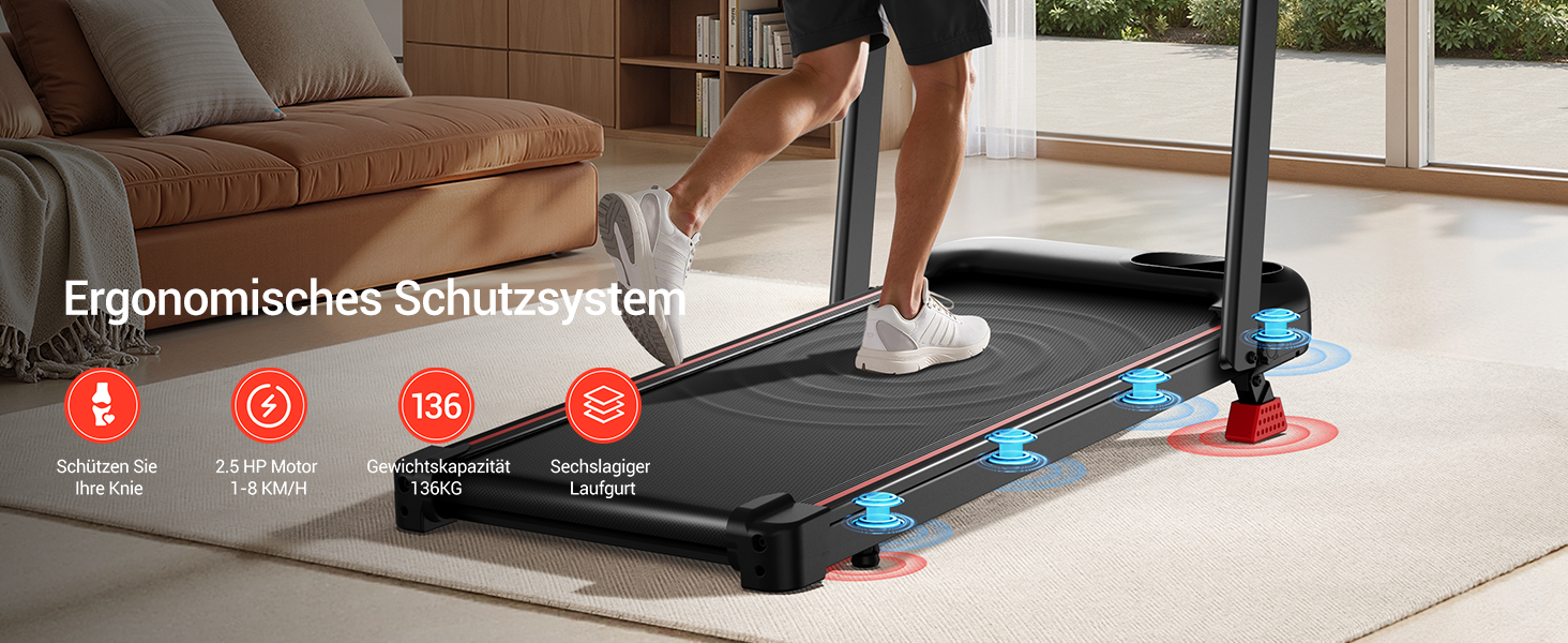 UMAY Бігова доріжка з нахилом 15%, біговий килимок для дому, складаний, з трійною амортизацією та пультом дистанційного керування, максимальне навантаження 136 кг, нахил 15%