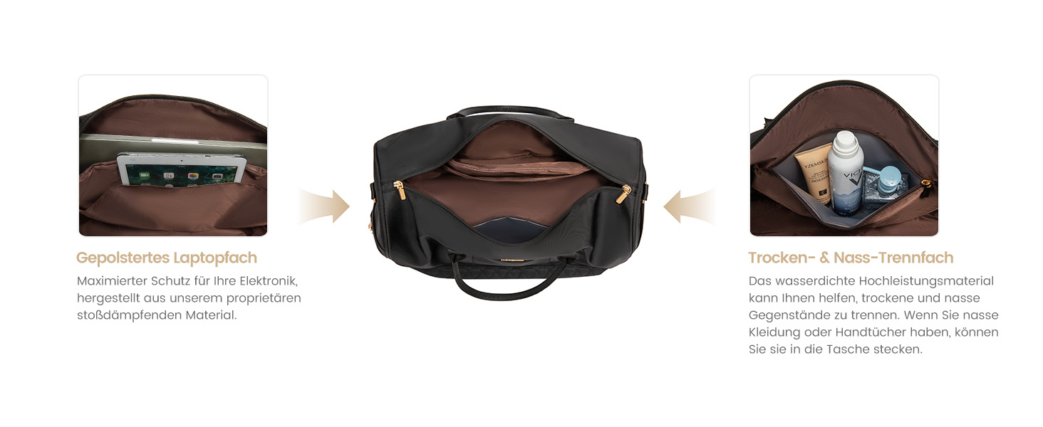 Сумка-мішок LOVEVOOK для жінок: дорожня/спортивна сумка-мішок з відділенням для взуття та мокрих речей, 2 шт. (40л, чорний)