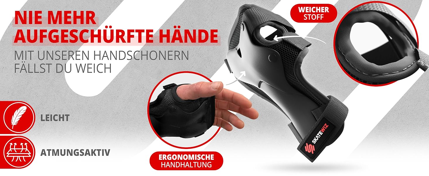 Набір захисту SKATEWIZ 6 шт. для дітей та дорослих - наколінники, налокітники, захист зап'ястків, чорний Protect-1 XS