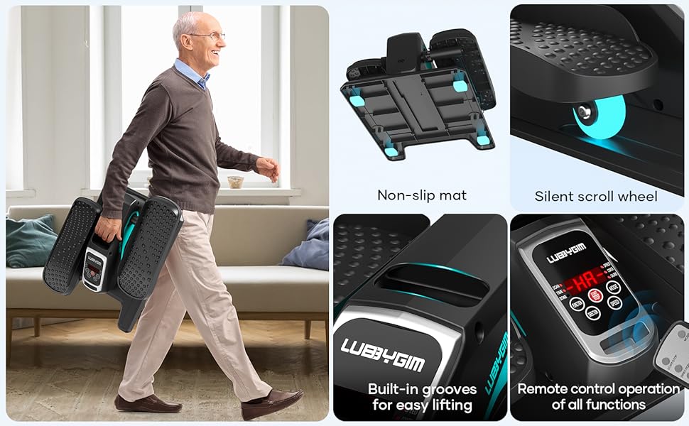 Еліптичний тренажер під стіл, тихий, моторний тренажер для ніг з інтелектуальним пультом керування, 12 швидкостей, ручні програми, Auto/3 автоматичні програми, LCD-дисплей