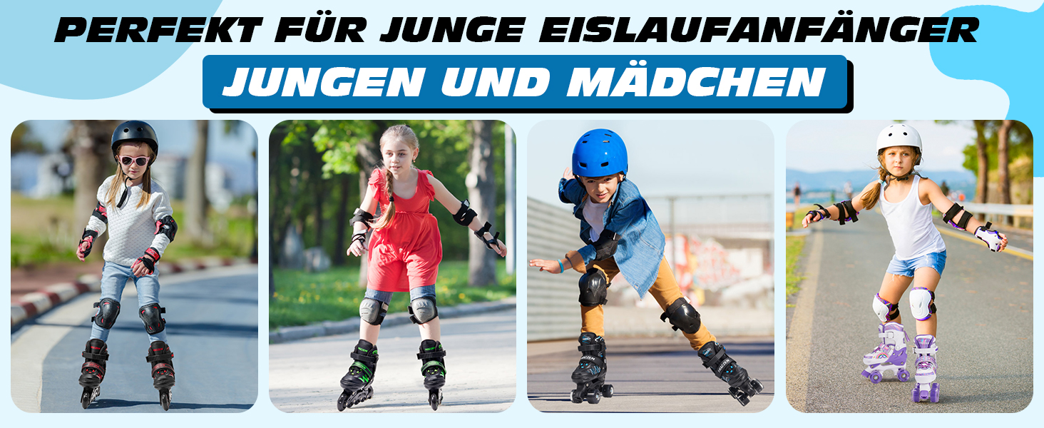 Ролики дитячі ролики для дівчаток та хлопчиків, 4 розміри, регульовані, для початківців, зручні, дихаючі, ролики для дітей, подарунок на Різдво та день народження, Roa-Violette (S, Blue-Black)