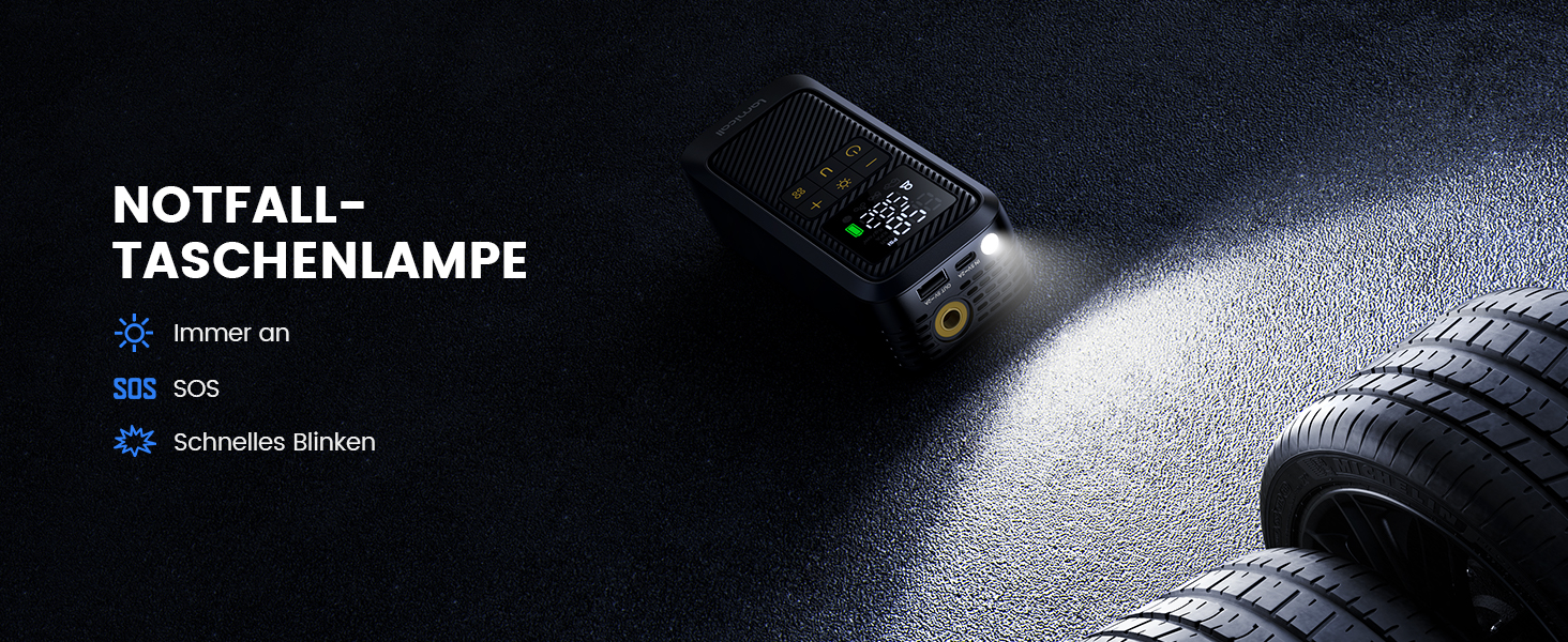 Електричний насос Lamicall для велосипедів, авто, мотоциклів та м'ячів з LED-підсвічуванням - 150 PSI, 5x швидше