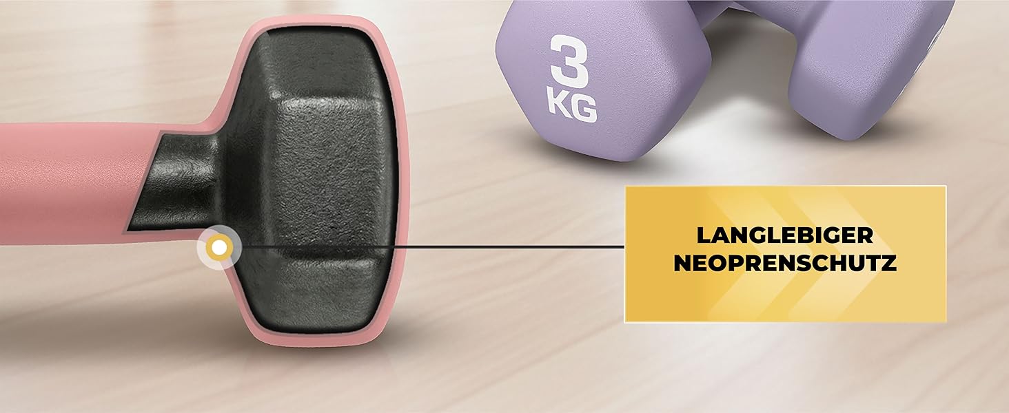 Набір гантелей HQ Germany® 2x5 кг, рожевий, для фітнесу та Pilates, Home Gym, без запаху