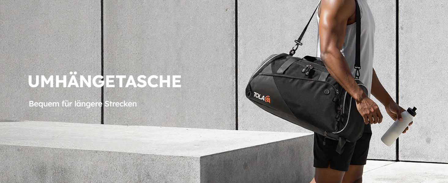 Спортивна сумка Tolaccea з відділенням для взуття та мокрого одягу, 47L, чорна. Ідеальна для фітнесу, тренувань, басейну та подорожей