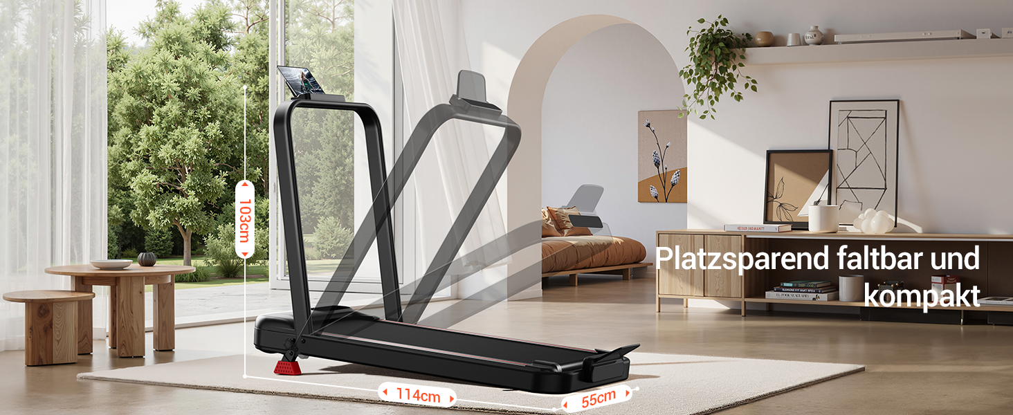 UMAY Бігова доріжка з нахилом 15%, біговий килимок для дому, складаний, з трійною амортизацією та пультом дистанційного керування, максимальне навантаження 136 кг, нахил 15%