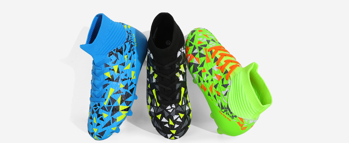 Футбольні бутси DREAM PAIRS для дітей (хлопців та дівчат) з шипами, для тренувань та гри на відкритому повітрі. Професійні дитячі футбольні бутси, розмір 38.5 EU, чорний/неоновий зелений