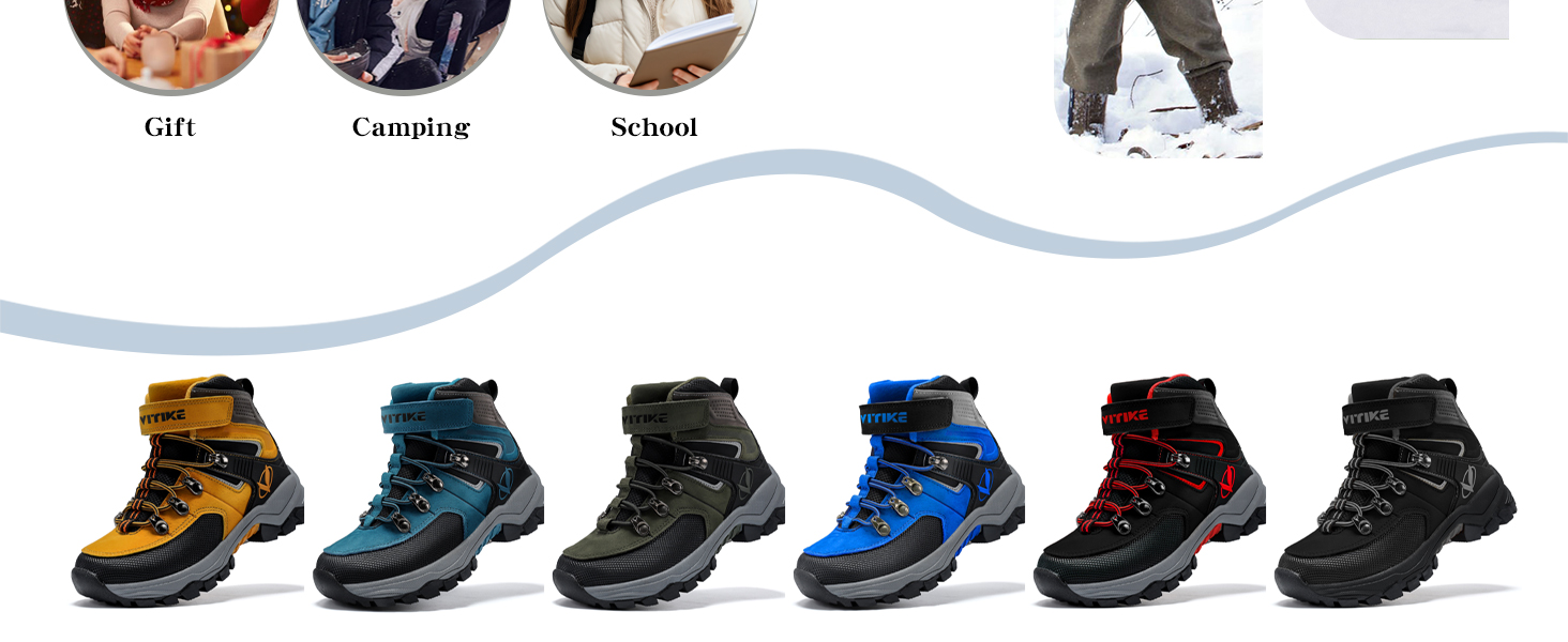 Зимові черевики VITIKE для дітей (хлопчики та дівчатка), тепле хутро, черевики для снігу та трекінгу, розмір 38 EU, колір Павлиній синій