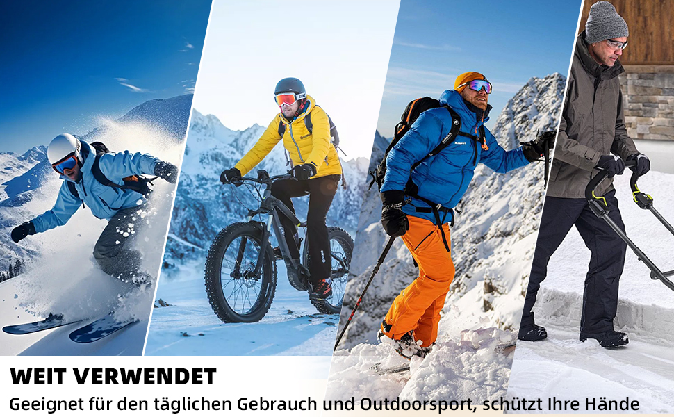 Гріючі рукавички для чоловіків та жінок, з акумулятором 5000mAh*2, 7.4V, 4 режими нагріву, водонепроникні, для зимових видів спорту та катання на лижах