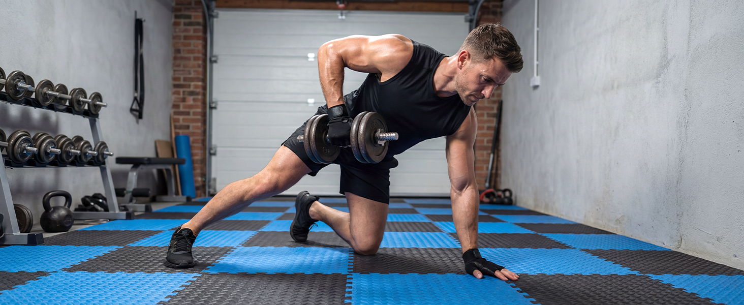 Набір пазл-килимків для фітнесу та спорту Amonax, захисний мат з пінопласту 30x30 см, сірий (18 шт, 1.67 м²), для дому, гаража та басейну