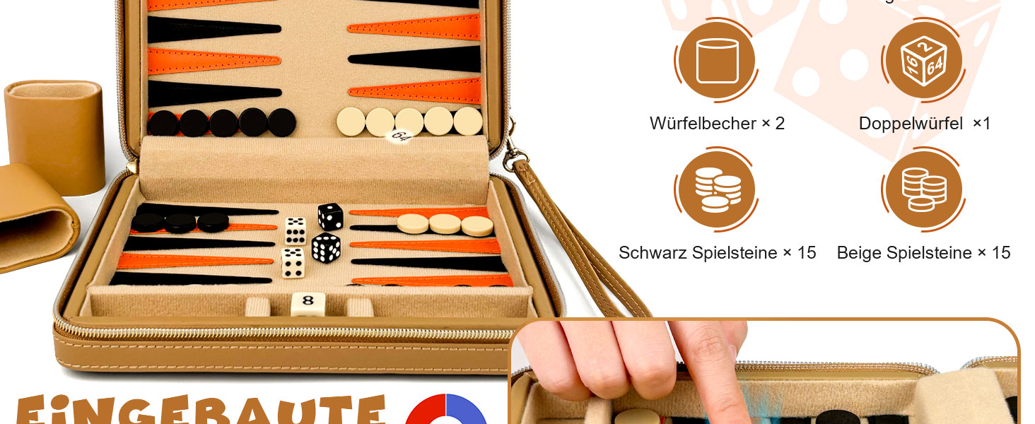 Набір для гри в нарди Lohofrnny, переносний, класичний, для дорослих та дітей (колір: коричневий)