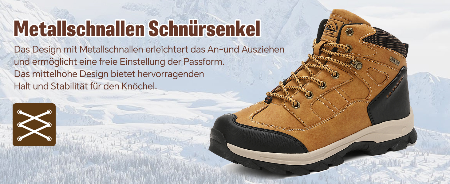 Чоловічі зимові черевики AX BOXING: утеплені, трекінгові, для хайкінгу, жовті, 41-46 EU