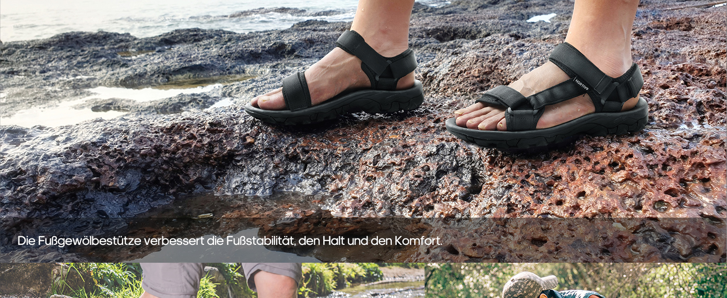 Чоловічі літні сандалії NORTIV 8 для туризму та спорту, Outdoor, пляжні сандалії, чорний колір, 45 EU