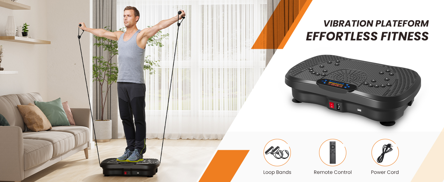 Платформа для вібраційного тренування Dripex, 3D, 99 рівнів, 5 програм, Bluetooth, стрічки, чорна
