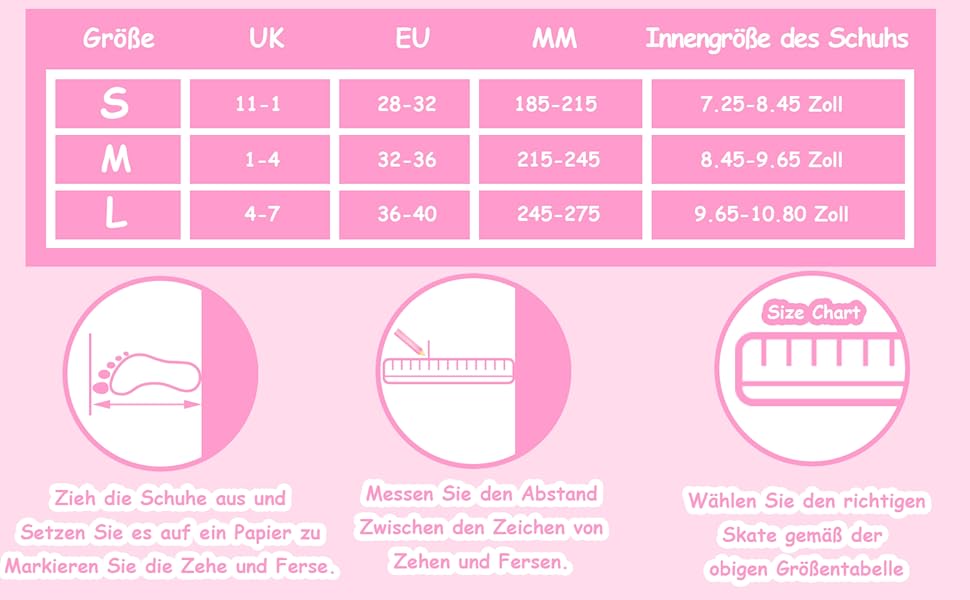 Дитячі ролики Kinder для дівчаток, регульовані на 4 розміри, світлові колеса, рожеві (EU28-32)