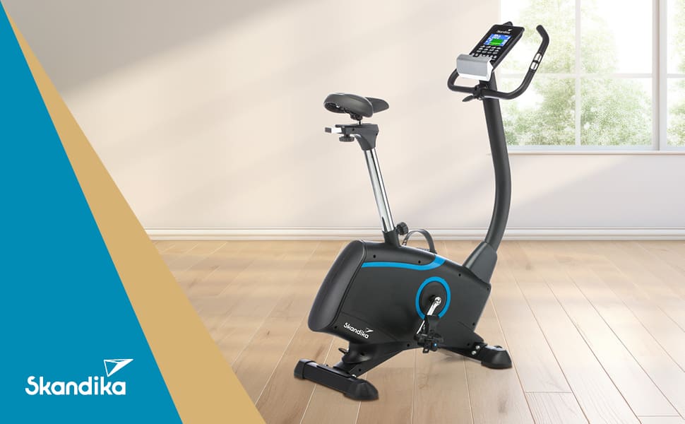 Ергометр Skandika Atlantis: велотренажер з керуванням через додаток (Kinomap, iConsole), Bluetooth, 10 кг маховик, вимірювання пульсу та жиру, 32 рівні навантаження, тихий, з транспортувальними колесами, до 150 кг