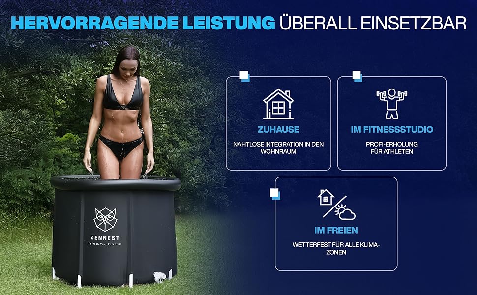 Тонна для холодотерапії Eistonne 90см – XL для дому та вулиці з 6-шаровою ізоляцією. Надувна ванна для холодотерапії для дорослих. Німецька інженерія.