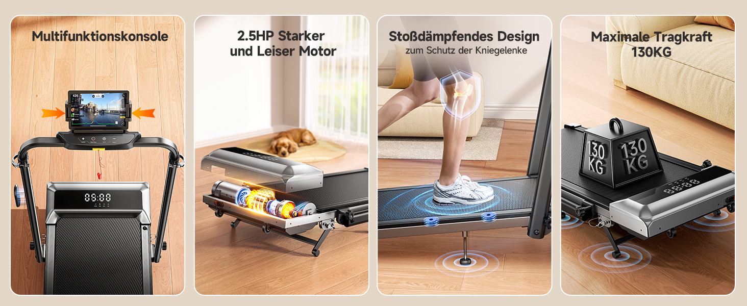 Біговий тренажер для дому з нахилом, 2 в 1, складний, 12 км/год, 2.5HP, під стіл, з пультом та додатком, чорний, нахил 12%