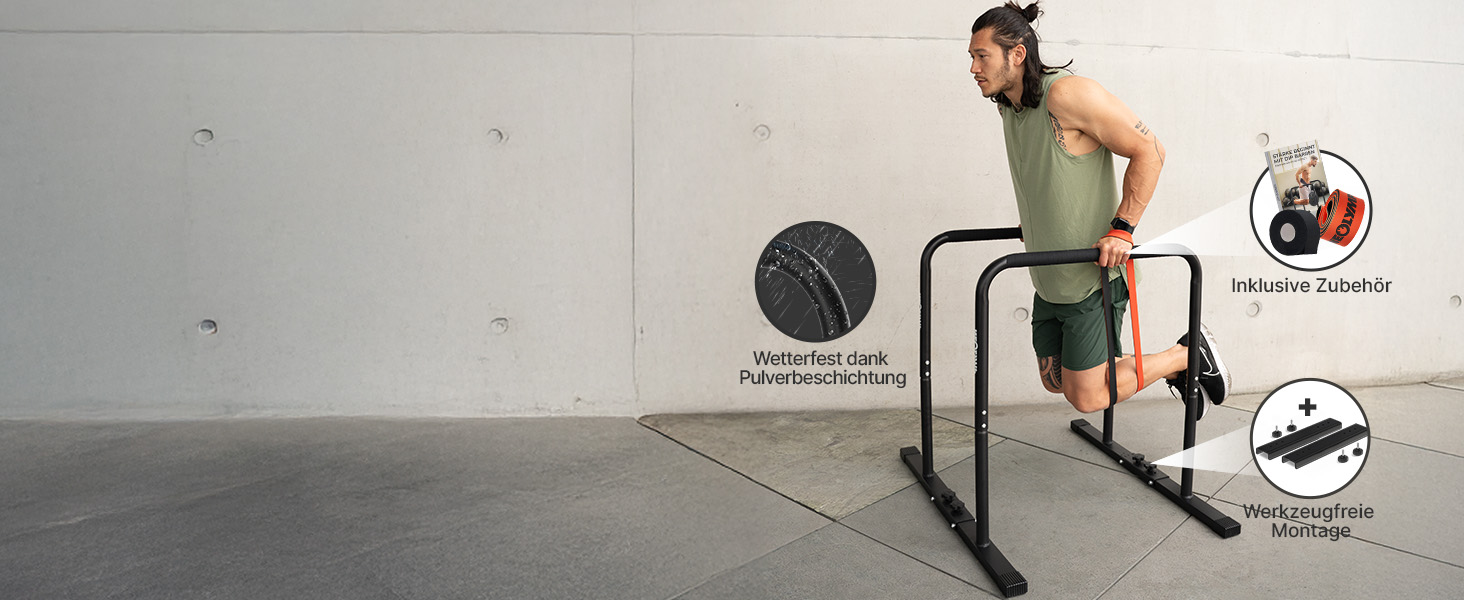 NEOLYMP Dip Barren для віджимань та зворотних віджимань – стійка для віджимань, 400 кг, з електронною книгою, регульована ширина, 90 см, антиковзні ніжки, для дому