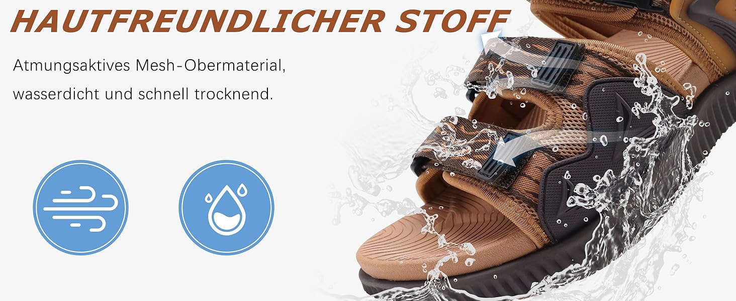 Чоловічі трекінгові сандалії KuaiLu: зручні, ортопедичні, для підтримки стопи при фасціїтусі, для активного відпочинку, літні, легкі, з відкритими пальцями, з регульованою застібкою-липучкою, розмір 48 EU, хакі-коричневі