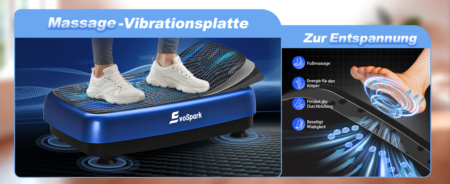 Вібраційна платформа EvoSpark: Тест-переможець 2025, з подвійними моторами для схуднення та тренувань всього тіла. Масажер, платформа для фітнесу на 200 кг. Вібраційна платформа для дому - зелений/блакитний