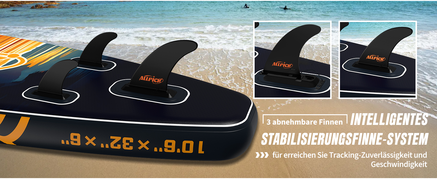 Набір SUP-дошки ALLPICK Premium: надувна дошка для сапсерфінгу з кріпленням для камери, повний комплект аксесуарів, регульоване весло, для початківців та досвідчених, 200 кг (Колір: Захід сонця - Оранжевий)