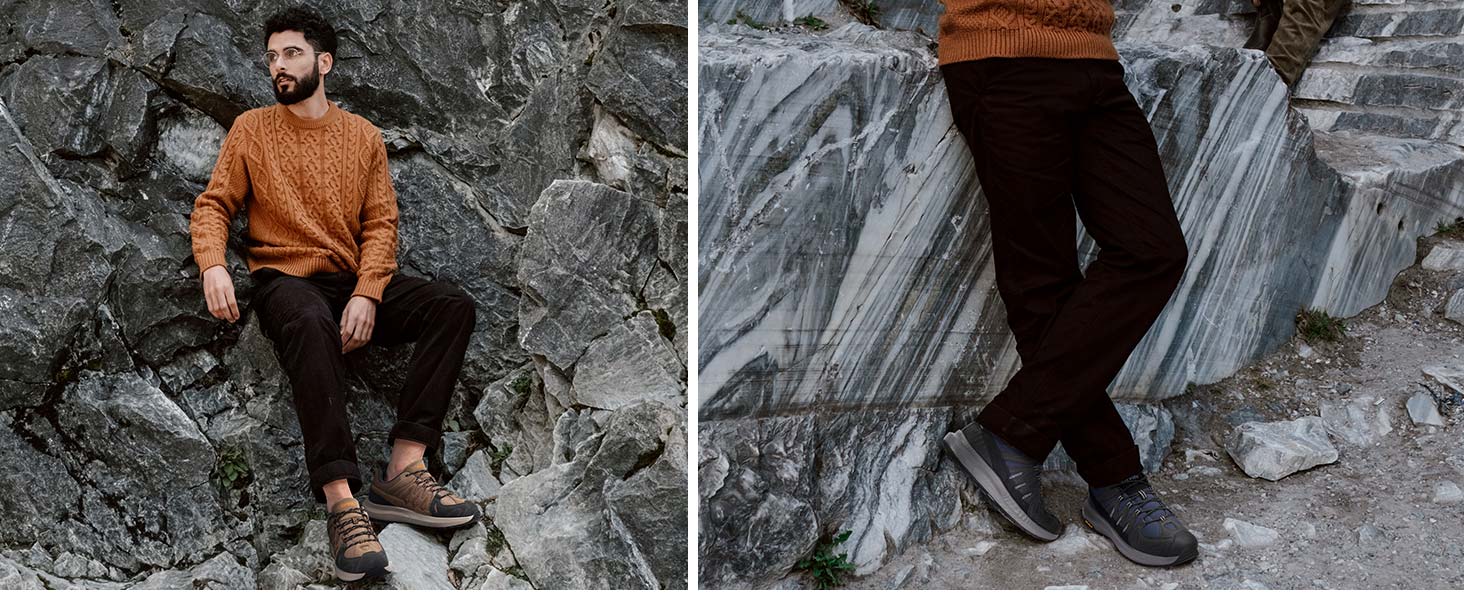 Черевики для хайкінгу FitVille для чоловіків, широкі, легкі, дихаючі. Трекінгові черевики, Outdoor, антиковзаючі, з підтримкою щиколотки, амортизація. Чоловічі кросівки з підтримкою склепіння стопи, 41 EU, коричневі.