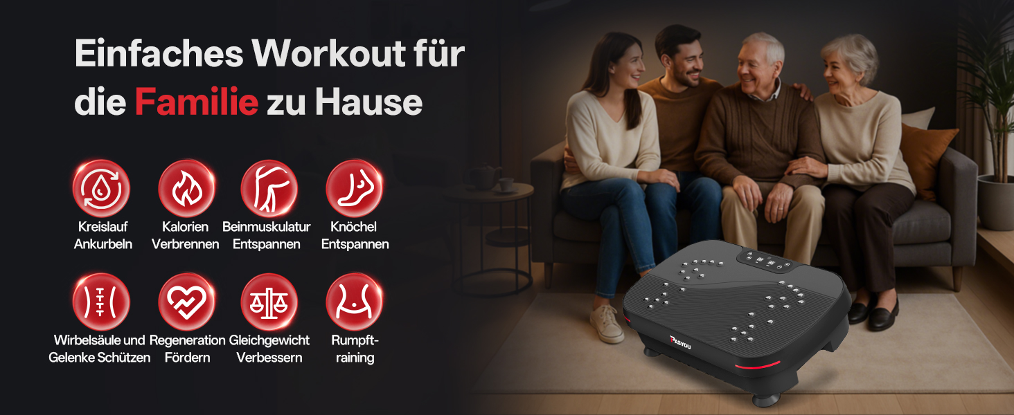 PASYOU Вібраційна платформа для тренувань всього тіла з пультом дистанційного керування та еластичним гумкою, 0-99 інтенсивність