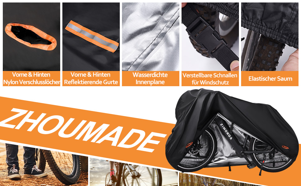 Водонепроникний чохол для велосипеда E-bike 420D Oxford з відбиваючими смугами та пряжками (підходить для велосипедів до 172 см)