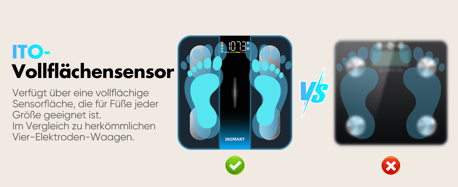 Ваги підлогові Insmart з Bluetooth, аналізатор складу тіла (16 параметрів): вага, BMI, жир, м'язи, вода, чорні