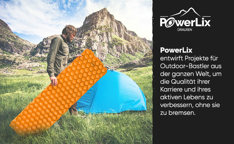 Каремат надувний PowerLix для кемпінгу та відпочинку на природі - Ultralight, компактний, для туризму та подорожей, з сумкою та ремкомплектом, Marineblau (морський синій)