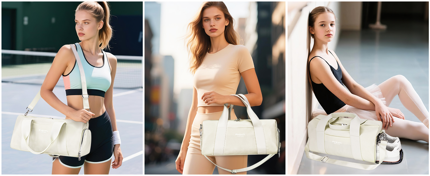 Спортивна сумка 16 дюймів для жінок та дітей з відділенням для взуття та водонепроникним розділенням. Практична для фітнесу, танців, плавання та подорожей, фіолетовий колір