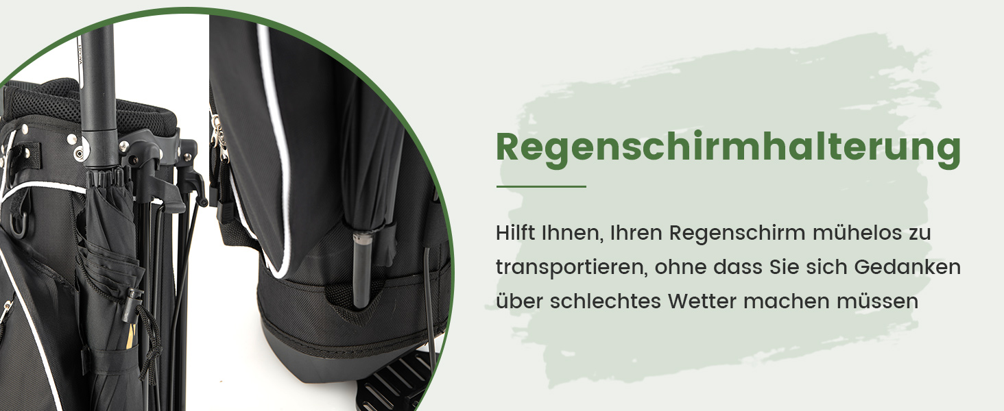 Чорна сумка для гольфу COSTWAY з підставкою, водонепроникною кришкою та 4 відділеннями, легка переносна сумка з відділенням для головок та ременем, для жінок та чоловіків