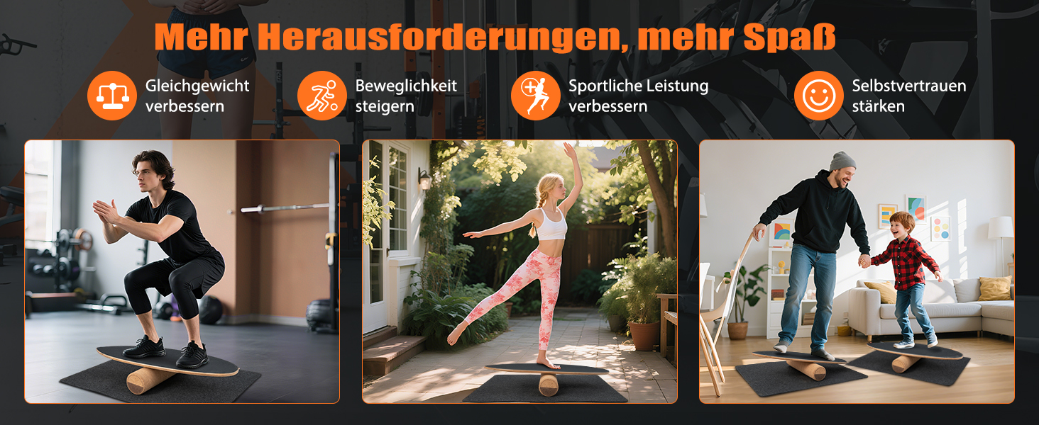 Дерев'яна баланс-дошка COSTWAY для дому: тренажер рівноваги, баланс-борд з пробковою кулею, 8 шарів високоякісної деревини, чорний колір