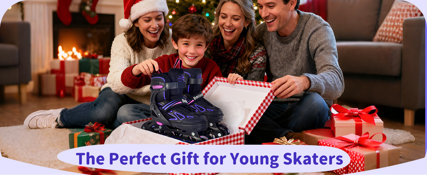 Інлайни BELEEV для дітей, підлітків та дорослих, ролики з регульованим розміром, світлодіодні шнурки та колеса, фіолетовий (EU 38-41)