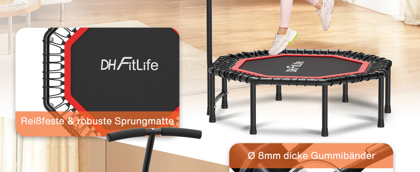 Трамплін для фітнесу DH FitLife, Ø121 см, 150 кг, з регульованими ручками | Для дітей та дорослих