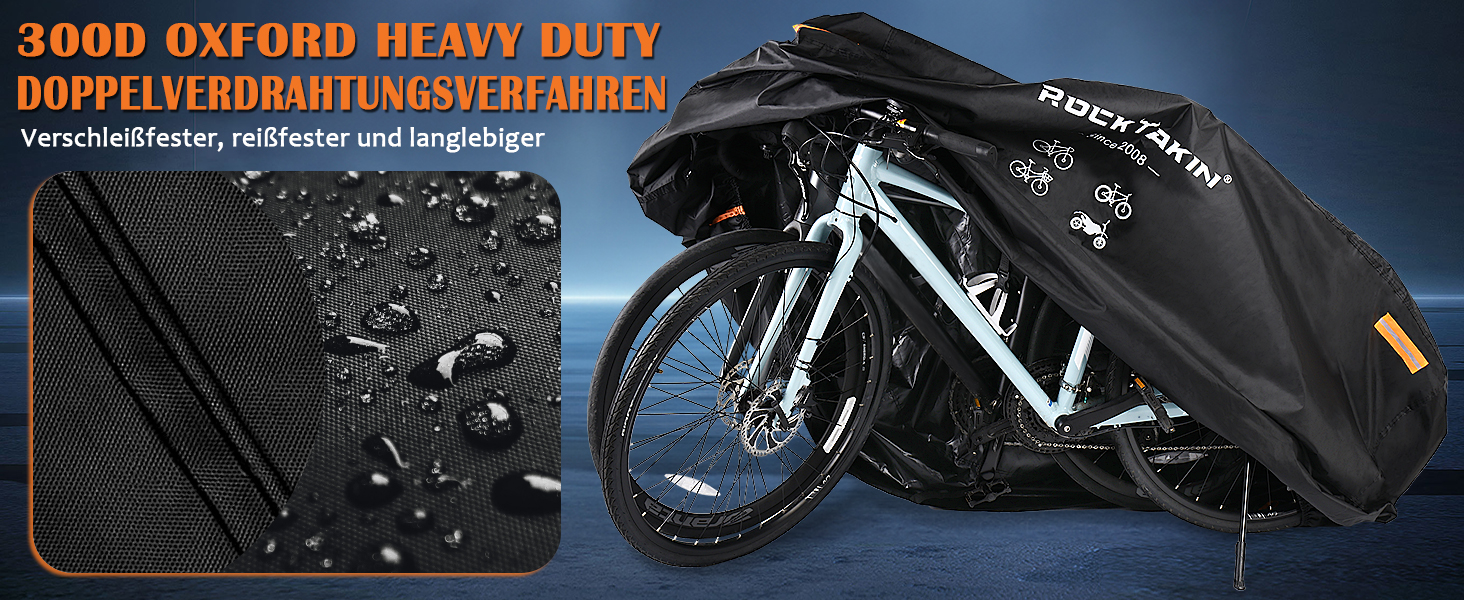 Водонепроникний чохол для велосипеда на 1 велосипед, 300D Oxford, захист від дощу, пилу, УФ-випромінювання та вітру, з світловідбиваючими смугами, сумка для зберігання