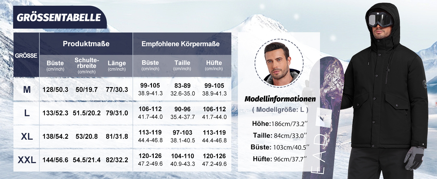 Зимова куртка для чоловіків, водонепроникна, тепла, з капюшоном та компасом (M) - Military Green