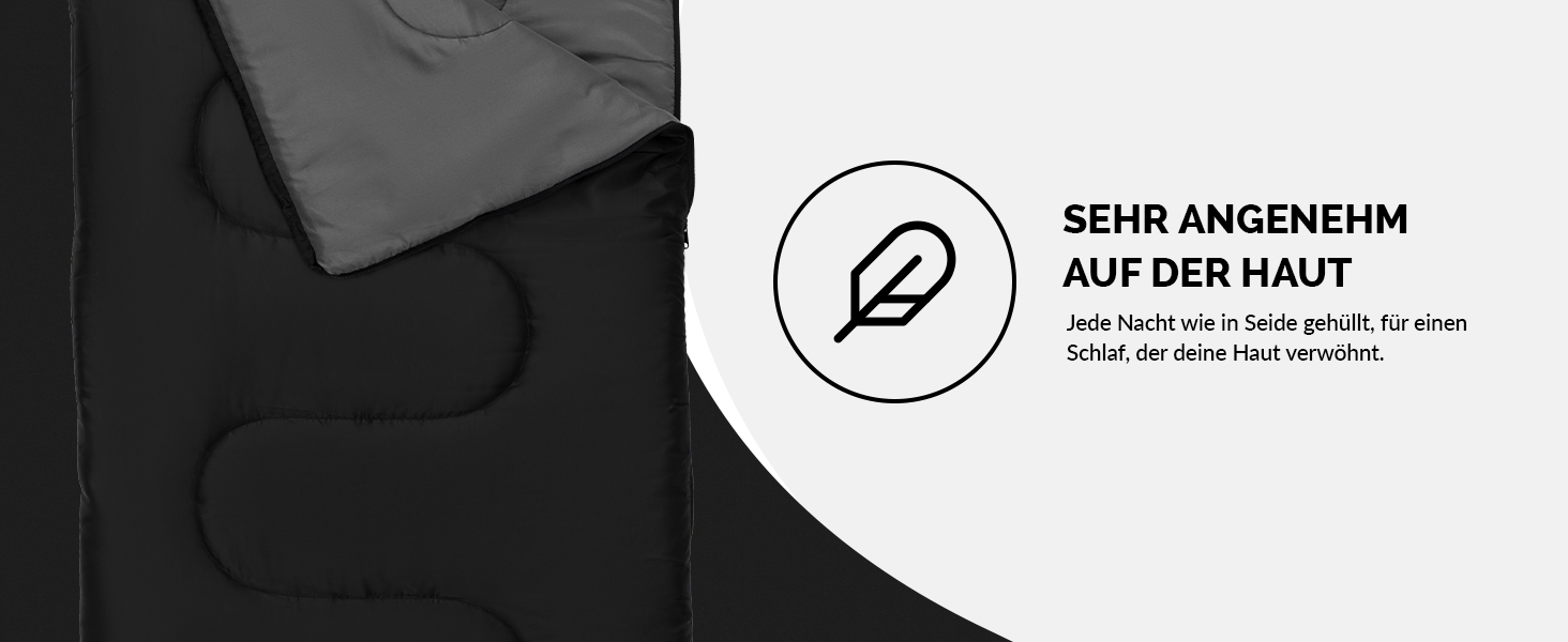 Спальний мішок для кемпінгу з капюшоном до -3°C з подушкою - теплий зимовий та літній спальник 3-4 сезони (75 x 220 см) - туристичний спальник для жінок та чоловіків (чорний, 280GSM)