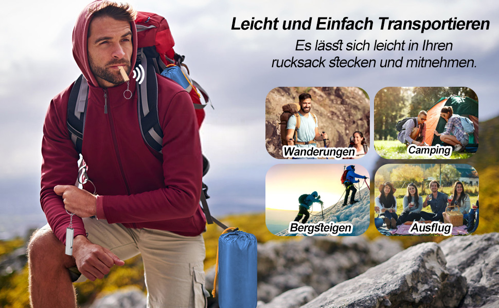 Isomatte HVIERO Саморозкладається, надувна, для кемпінгу, рюкзак, подорожі, туризм. Легка, компактна, блакитна.