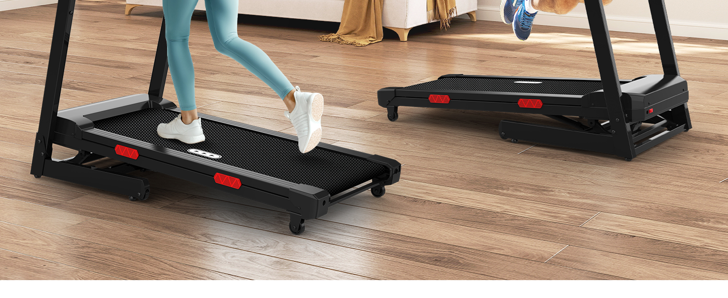 Біговий тренажер Redliro з автоматичним нахилом 15% - складний, до 160 кг, з регульованим поручнем та Bluetooth, для дому