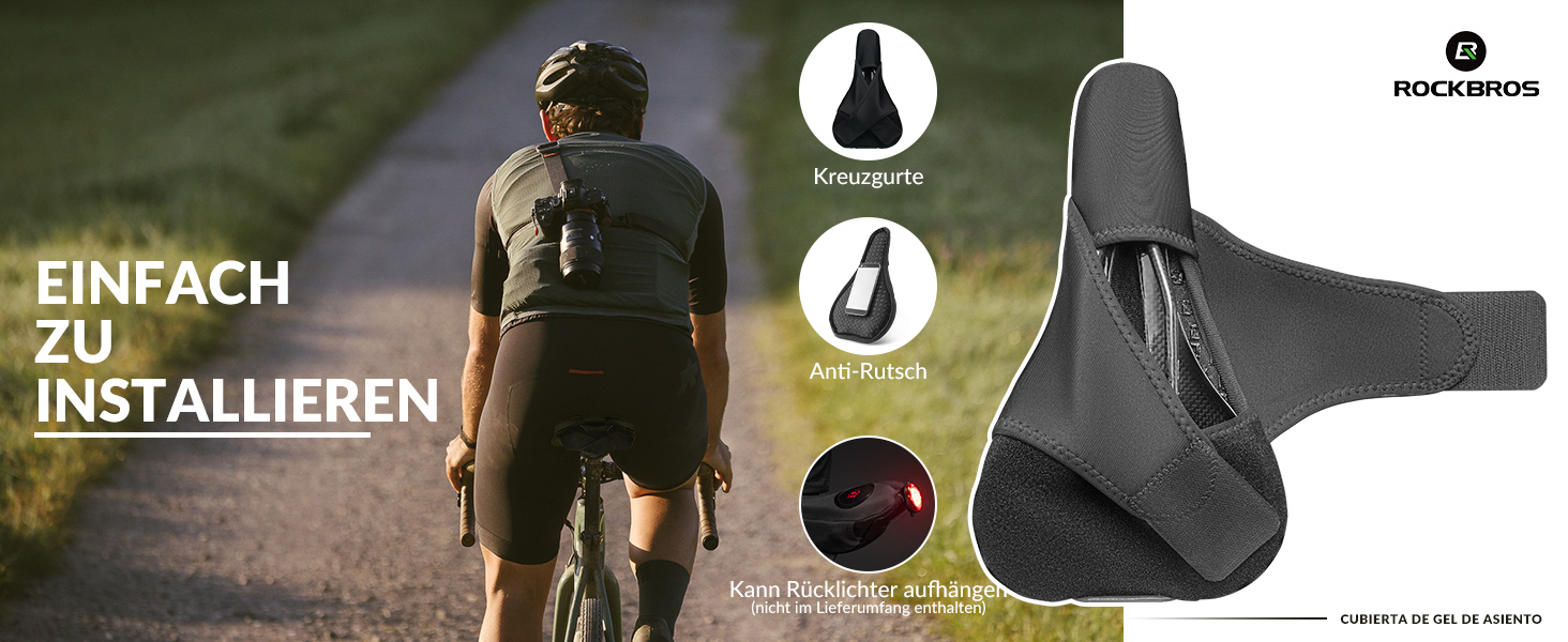 Подушка-накладка на сидіння велосипедного крісла ROCKBROS, гелева, вузька, дихаюча, 28*17см, червоно-синя