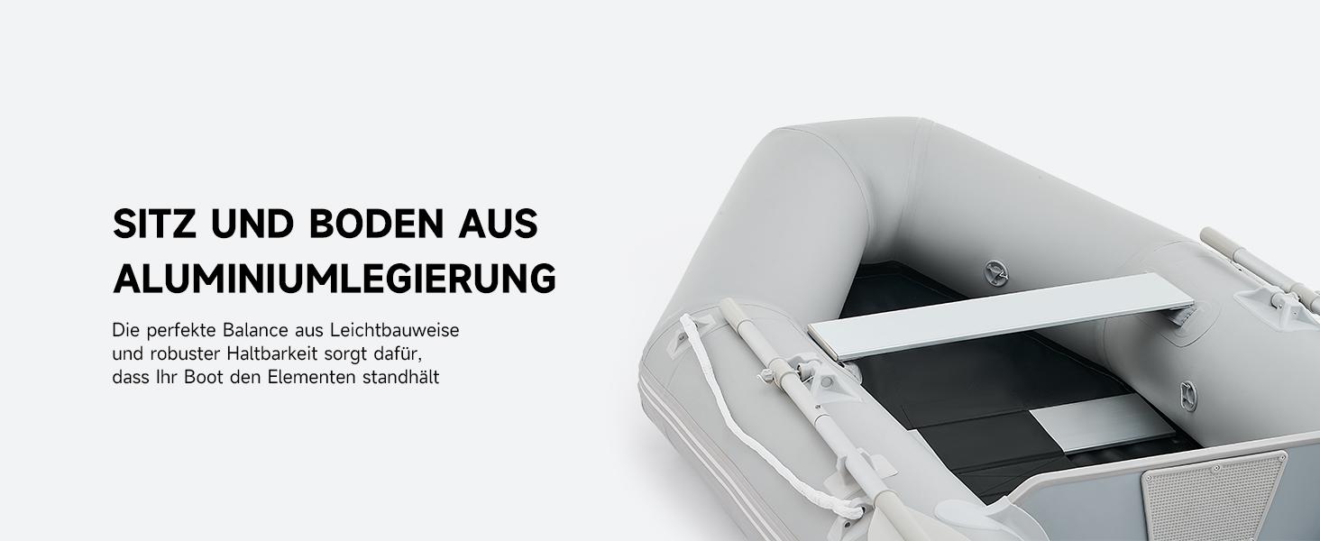 Надувне човен Dartmoor для 2 дорослих: сірий човен з алюмінієвим дном, веслами та насосом (230x130x33 см)