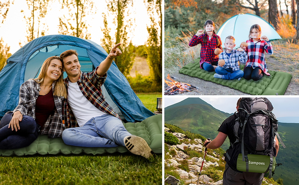 Надувний килимок для кемпінгу Isomatte, 10 см, самонадувний, з насосом, для туризму та відпочинку на природі (зелений, одинарний)