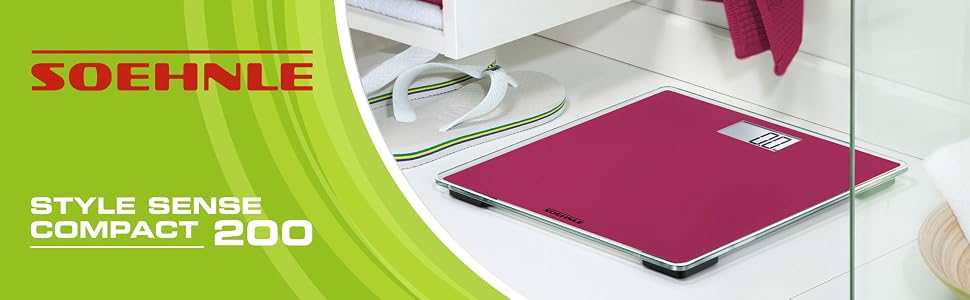 Електронні ваги для людей Soehnle Style Sense Compact 200, Think Pink, до 180 кг, точність 100 г, ультратонкий дизайн