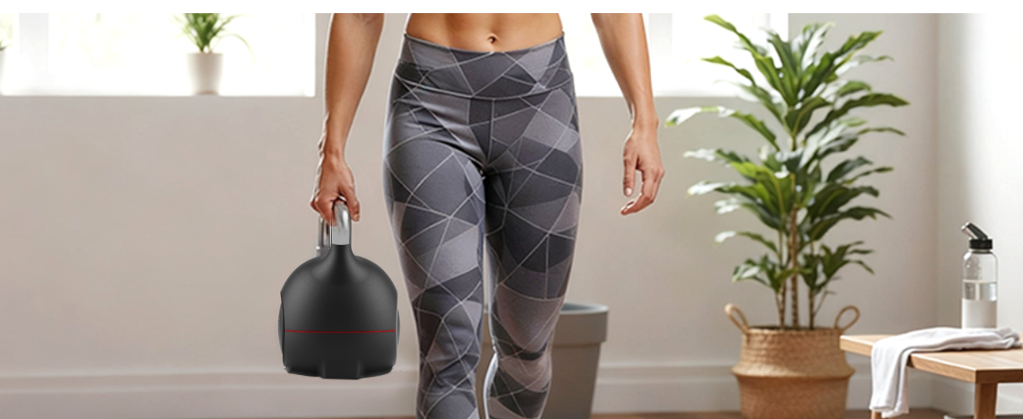 Кетлбел регульований 7-в-1 для дому, 20 кг. Набір гантелей-кетлбелів для фітнесу, чорний. Ідеально для домашнього тренажерного залу.